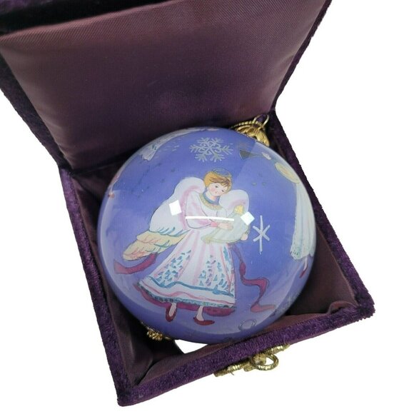 Pier 1 Imports Li Bien Angel Christmas Tree‎ Ornament Hand Painted Round Glass - Picture 1 of 5